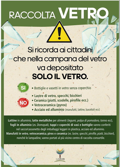Istruzioni per la raccolta di imballaggi in VETRO